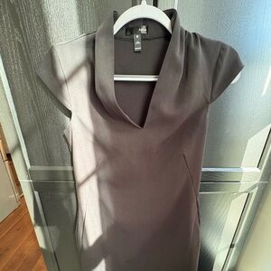 Aqua Short Sleeve Black Dress with Cow Neck